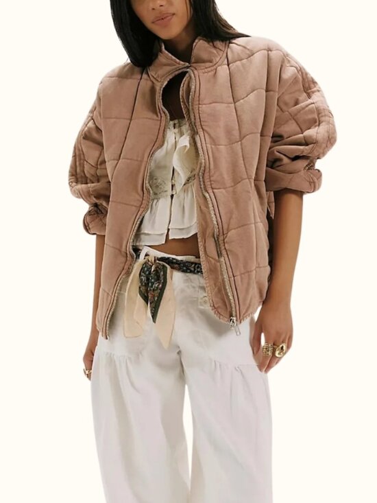 Free People Jackets & Blazers - Free People Quilted Dolman Sleeve Jacket (Champagne Diamond)